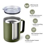 12oz Insulated Travel Mug with Handle - Army Green