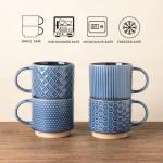 Stackable Ceramic Coffee Mugs Set of 4