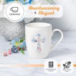 Christian Art Gifts Encouraging Ceramic Coffee & Tea Mug for Women: Pink & Light Blue Floral Cross, Cute Microwave & Dishwasher Safe Cup, Lead-free Clean Inspirational Novelty Drinkware, White, 12 oz.