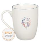 Christian Art Gifts Encouraging Ceramic Coffee & Tea Mug for Women: Pink & Light Blue Floral Cross, Cute Microwave & Dishwasher Safe Cup, Lead-free Clean Inspirational Novelty Drinkware, White, 12 oz.