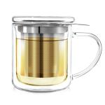 Teabloom Personal Tea Maker - Insulated Heatproof Glass Cup with Loose Tea Infuser and Lid/Coaster – Tea Connoisseur's Choice – Borosilicate Glass Infusion Mug (8 Oz)