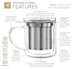 Teabloom Personal Tea Maker - Insulated Heatproof Glass Cup with Loose Tea Infuser and Lid/Coaster – Tea Connoisseur's Choice – Borosilicate Glass Infusion Mug (8 Oz)