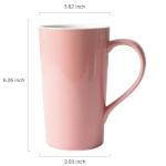 20 OZ Simple Pure Pink Green Mug (Set of 2) Plain Large Tall Ceramic Milk Tea Coffee Mug with Handle as A Gift for Dad Mom Friends, 2pcs