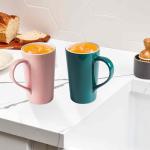 20 OZ Simple Pure Pink Green Mug (Set of 2) Plain Large Tall Ceramic Milk Tea Coffee Mug with Handle as A Gift for Dad Mom Friends, 2pcs