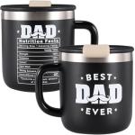 HottKiiper Gifts for Dad, Father's Day Gifts from Daughter Son, BEST DAD EVER Mug 14 Oz Insulated Tumbler with Lid, Birthday Christmas Gift for Him, Grandpa, Husband, Boyfriend (Classic, Black 14oz)