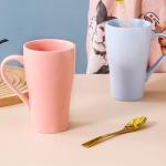 Arawat 17 OZ Light Blue Ceramic Coffee Tea Cup with Lid Strainer and Spoon Coffee Mug with Strainer Portable Large Travel Ceramic Loose Leaf Tea Infuser Mug with Lid