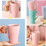 Arawat 17 OZ Light Blue Ceramic Coffee Tea Cup with Lid Strainer and Spoon Coffee Mug with Strainer Portable Large Travel Ceramic Loose Leaf Tea Infuser Mug with Lid