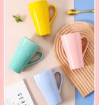 Arawat 17 OZ Light Blue Ceramic Coffee Tea Cup with Lid Strainer and Spoon Coffee Mug with Strainer Portable Large Travel Ceramic Loose Leaf Tea Infuser Mug with Lid