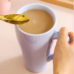 Arawat 17 OZ Light Blue Ceramic Coffee Tea Cup with Lid Strainer and Spoon Coffee Mug with Strainer Portable Large Travel Ceramic Loose Leaf Tea Infuser Mug with Lid