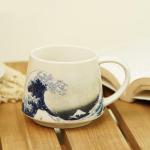 TZSSP Wave Design Ceramic Coffee Mug - 12oz Porcelain Tea Cup with Handle, Modern Minimalist Latte Cup for Home Office Use, Dishwasher Safe Drinkware