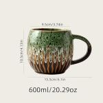 20oz Raku Glaze Coffee Mug - Unique Handcrafted Look Ceramic Cup, Large Tea Mug, Microwave & Dishwasher Safe (green)