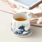 TZSSP Wave Design Ceramic Coffee Mug - 12oz Porcelain Tea Cup with Handle, Modern Minimalist Latte Cup for Home Office Use, Dishwasher Safe Drinkware