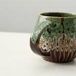 20oz Raku Glaze Coffee Mug - Unique Handcrafted Look Ceramic Cup, Large Tea Mug, Microwave & Dishwasher Safe (green)