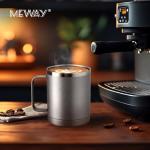 MEWAY 12oz Coffee Mug With Handle and Sliding Lid,Stainless Steel Travel Tumbler Cup with Handle,Double Wall Vacuum Insulated Camping Cup for Hot & Cold Drinks Tea (Cold Grey,Set of 1