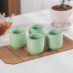 TEANAGOO Japanese Tea Cups, Chinese Tea Cup, 7.2Oz / 205 Ml, Ceramic Tea Cups for Adults, Ceramic Cups no Handles, Japanese Cups, Matcha Cup, Lt.Green, 4 Pcs/Box, H8