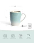 famiware Coffee Mugs Set, 13 oz Mug Set of 4, Stoneware Cups for Latte, Hot Tea, Mocha, Cocoa, Cappuccino, Microwave and Dishwasher Safe, Glacier Series, Aqua