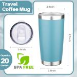FLIFQI 20oz Tumbler with Lid Double Wall Vacuum Insulated Travel Coffee Mug Stainless Steel Thermal Cup Powder Coated Sturdy Coffee Tumbler for Hot and Cold Beverage (Glacier blue,1)
