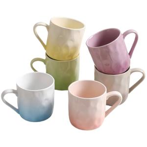 slsgwoc Porcelain Coffee Mugs Set of 6 with Hand Pinch Texture, Non-toxic, Stylish Gift 13 OZ Ceramic Coffee Tea Milk Coco Mug, Microwave and Dishwasher Safe (Multicolor)