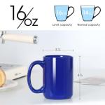 Smilatte 16 OZ Porcelain Coffee Mug, Classic Blank Ceramic Cup with Large Handle for Tea Latte Cappuccino, Blue