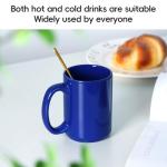 Smilatte 16 OZ Porcelain Coffee Mug, Classic Blank Ceramic Cup with Large Handle for Tea Latte Cappuccino, Blue