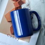 Smilatte 16 OZ Porcelain Coffee Mug, Classic Blank Ceramic Cup with Large Handle for Tea Latte Cappuccino, Blue