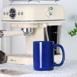 Smilatte 16 OZ Porcelain Coffee Mug, Classic Blank Ceramic Cup with Large Handle for Tea Latte Cappuccino, Blue