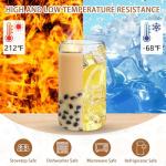 PeacePeo 16 OZ Glass Cups with Lids and Straws, 20 Set Can Beer Glass Cups with Bamboo Lids Cute and Reusable Drinking Glasses with Lid Ice Coffee Glasses Great for Beer, Cocktail, Tea and Latte