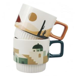 DivnPorc 11 OZ Ceramic Coffee Mugs Set of 2，Ceramic Coffee Cups，Tea/Latte/Cappuccino/Milk/Cocoa