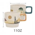 DivnPorc 11 OZ Ceramic Coffee Mugs Set of 2，Ceramic Coffee Cups，Tea/Latte/Cappuccino/Milk/Cocoa