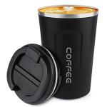 CS COSDDI 12 oz Stainless Steel Vacuum Insulated Tumbler - Coffee Travel Mug Spill Proof with Lid - coffee Cup for Keep Hot/Ice Coffee,Tea and Beer (Black)