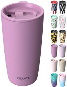TILUCK 20 oz Tumbler with Lid, Vacuum Insulated Stainless Steel Coffee Mug, Double-Walled Travel Tumbler for Hot and Cold Drinks(Lilac, 20oz)