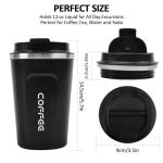CS COSDDI 12 oz Stainless Steel Vacuum Insulated Tumbler - Coffee Travel Mug Spill Proof with Lid - coffee Cup for Keep Hot/Ice Coffee,Tea and Beer (Black)