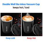 CS COSDDI 12 oz Stainless Steel Vacuum Insulated Tumbler - Coffee Travel Mug Spill Proof with Lid - coffee Cup for Keep Hot/Ice Coffee,Tea and Beer (Black)