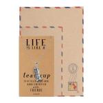 Quan Jewelry Stack of Tea Cups Pendant Necklace with Inspirational Quote, Handmade Gifts for Women