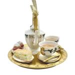 Gold Tea Set Christmas Ornament – Personalized 3D Holiday Teapot & Teacups on Tray, Collectible Christmas Tree Decoration & Gift for Tea Lovers with Custom Name