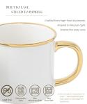 MELETĒ Stoneware Electroplated Mug Set of 4-15oz Ceramic Coffee & Tea Cups with Gold Handle - Perfect for Hot & Iced Drinks - Dishwasher Safe - Modern Chic Design - Ivory White & Gray - Ideal Gift