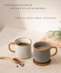 MELETĒ Stoneware Electroplated Mug Set of 4-15oz Ceramic Coffee & Tea Cups with Gold Handle - Perfect for Hot & Iced Drinks - Dishwasher Safe - Modern Chic Design - Ivory White & Gray - Ideal Gift