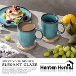 Henten Home Ceramic Coffee Mugs 14 OZ, Teal Porcelain Mug Set of 4, Latte Mugs for Milk, Tea or Hot Chocolate (Turquoise)