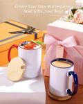 RAINBOWTIE Sublimation Mugs Set of 12, 15 oz Sublimation Coffee Mugs with Bamboo Lid, Tazas Para Sublimar, Mug Sets, Coffee Cup with Lid,6 Assorted Colors
