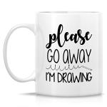 Retreez Funny Mug - Please Go Away I'm Drawing Artist 11 Oz Ceramic Coffee Mugs - Funny, Sarcasm, Inspirational, Motivational birthday gifts for friends, coworkers, siblings, sister, brother, mom dad