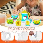 PullCrease 45 Pcs Porcelain Mini Tea Cup Set Including Porcelain Dishes Brush Children Ceramic Play DIY Craftfor Kids Girls 6-8 and up Party Birthday Gift Baby Shower Wedding Supplies(Cute Style)