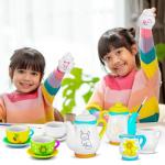 PullCrease 45 Pcs Porcelain Mini Tea Cup Set Including Porcelain Dishes Brush Children Ceramic Play DIY Craftfor Kids Girls 6-8 and up Party Birthday Gift Baby Shower Wedding Supplies(Cute Style)