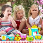 PullCrease 45 Pcs Porcelain Mini Tea Cup Set Including Porcelain Dishes Brush Children Ceramic Play DIY Craftfor Kids Girls 6-8 and up Party Birthday Gift Baby Shower Wedding Supplies(Cute Style)