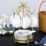 LWXPAIYY Coffee Mug Tree Holder Countertop,Tea Cup Mug Holders with Small Storage Area for Counter, Metal Coffee TeaCups Stand Storage Rack Holder for Counter Top 6 Hooks(Gold)