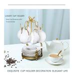 LWXPAIYY Coffee Mug Tree Holder Countertop,Tea Cup Mug Holders with Small Storage Area for Counter, Metal Coffee TeaCups Stand Storage Rack Holder for Counter Top 6 Hooks(Gold)