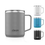 The Clean Hydration Company Coffee Cup Travel Mug Insulated - 12 Oz | Ceramic Lined Tumbler Cup with Lid | Reusable Office Mug | Double Wall Vacuum Eco-Friendly, BPA-Free (Gray)