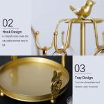 LWXPAIYY Coffee Mug Tree Holder Countertop,Tea Cup Mug Holders with Small Storage Area for Counter, Metal Coffee TeaCups Stand Storage Rack Holder for Counter Top 6 Hooks(Gold)