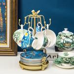 LWXPAIYY Coffee Mug Tree Holder Countertop,Tea Cup Mug Holders with Small Storage Area for Counter, Metal Coffee TeaCups Stand Storage Rack Holder for Counter Top 6 Hooks(Gold)