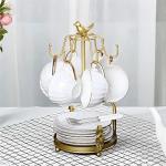 LWXPAIYY Coffee Mug Tree Holder Countertop,Tea Cup Mug Holders with Small Storage Area for Counter, Metal Coffee TeaCups Stand Storage Rack Holder for Counter Top 6 Hooks(Gold)