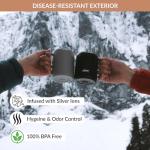 The Clean Hydration Company Coffee Cup Travel Mug Insulated - 12 Oz | Ceramic Lined Tumbler Cup with Lid | Reusable Office Mug | Double Wall Vacuum Eco-Friendly, BPA-Free (Gray)